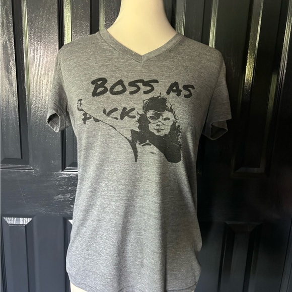 Gray Graphic V-Neck T-Shirt - Picture 1 of 4